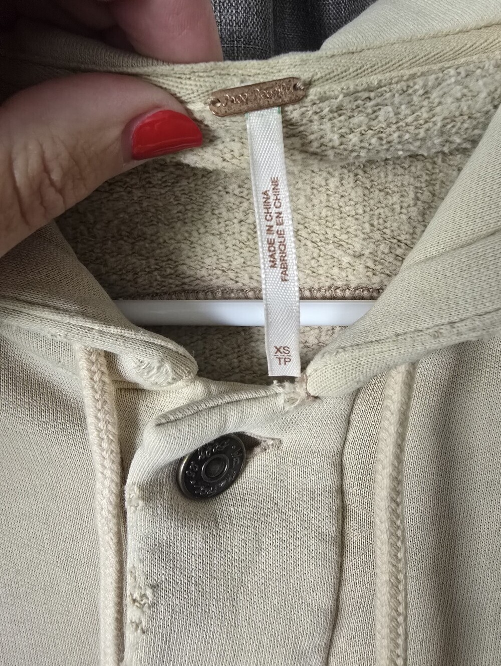 Free People Dreamers Jacket Womens XS Ivory Cropped Button Front Hooded - Picture 5 of 6